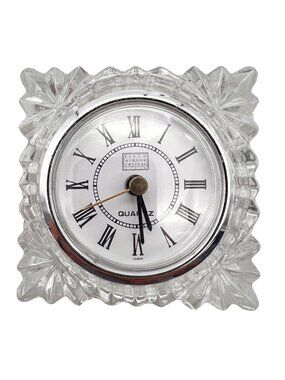 Fifth Avenue Lead Crystal Quartz Clock Roman Numerals Works Perfect New Battery
